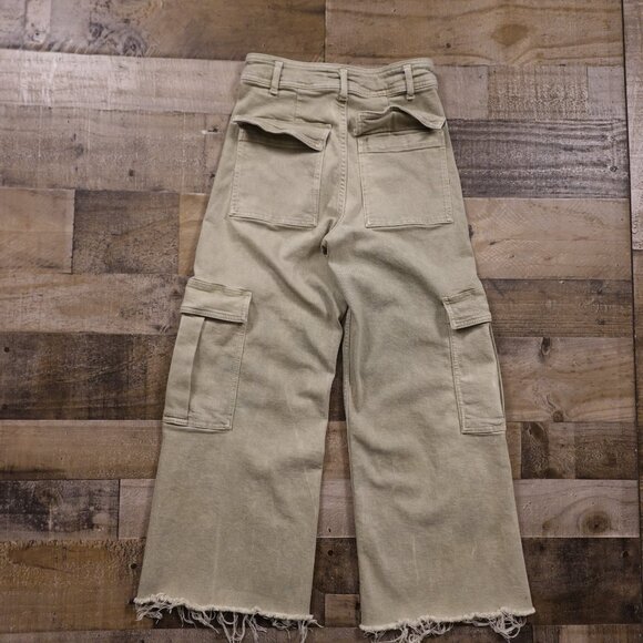 ZARA Cargo Pants Women’s US 4 Sage Khaki Utility Cropped Streetwear High Rise - Picture 9 of 9